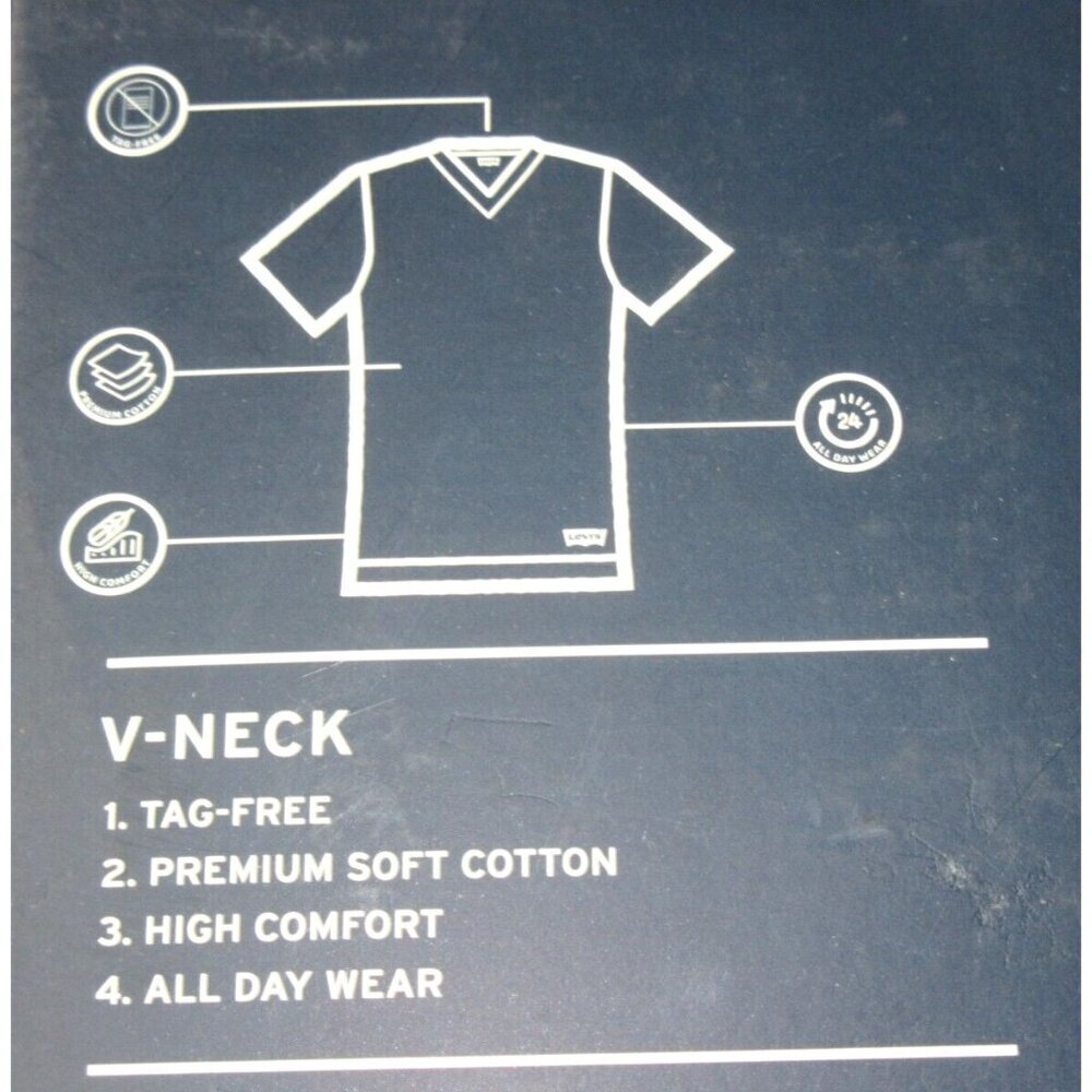 Levi's Men's V-Neck Premium Cotton Classic 3 Pack Tee shirts White NIB - Picture 4 of 5